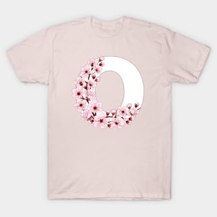 Colorful capital letter O patterned with sakura twig T-Shirt